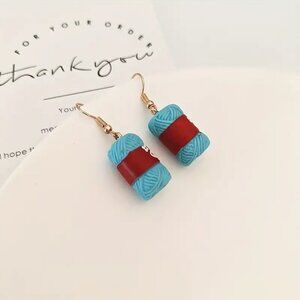 #14 Adorable Blue Yarn Skeen Earrings